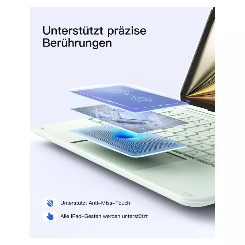 Inateck KB04122 Keyboard Folio para iPad 11, QWERTZ, verde