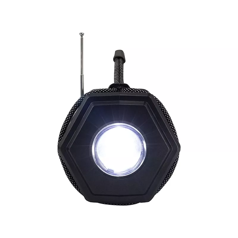 Tracer Explorer TRAGLO47616 altavoz Bluetooth portátil, TWS, Bluetooth 5.3, 15 W RMS, radio FM, linterna, panel solar, powerbank de 1800 mAh, microSD, negro