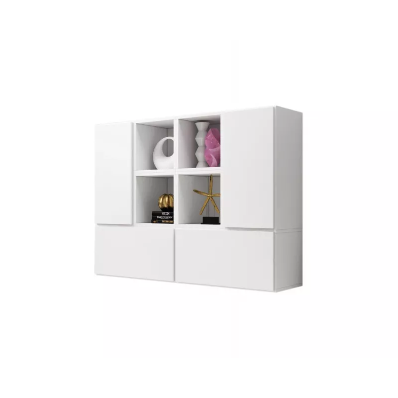 Conjunto de muebles de salón Cama ROCO 19 (4xRO3 + 4xRO6) blanco/blanco/blanco