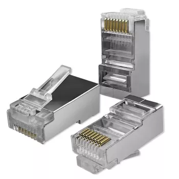 Conector RJ45 modular QOLTEC 54554 CAT5e FTP, 100 uds., plateado, plástico, 11×22×18 mm