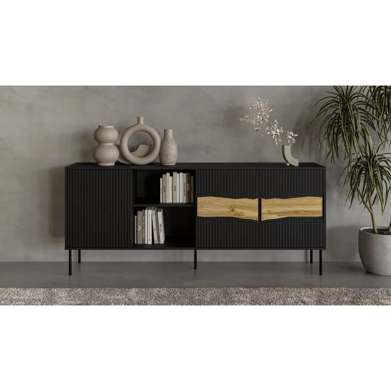 Cómoda Cama INSERTO 3D1W 190x40x80 negra + LED