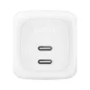 Cargador rápido AC de interior Belkin WCH020KQ2MWH-B6 – 2x USB-C, cable integrado de 2 m, blanco