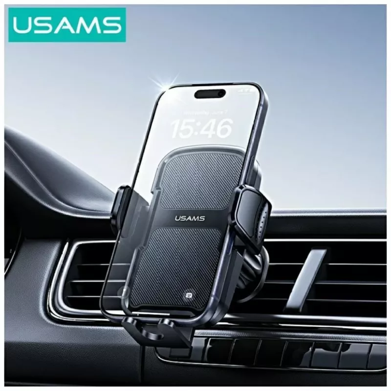 Soporte para coche usams ZJ085 negro — soporte para smartphone de vehículo, pinza ajustable