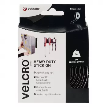 VELCRO cinta de velcro extra fuerte autoadhesiva, gancho y bucle 50mm x 1m negro