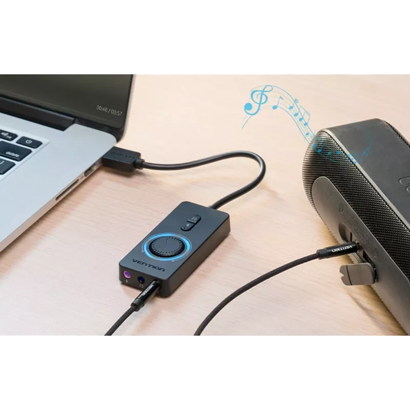 Vention CDRBF tarjeta de sonido externa USB 2.0, jack, control de volumen, 48 kHz, 1 m