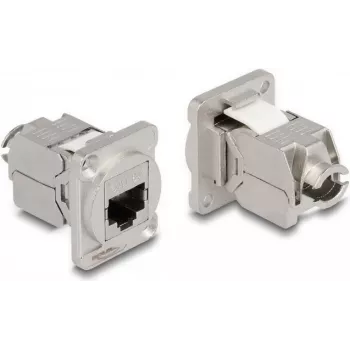 Cable de red DeLOCK módulo D-Type RJ45 Cat.6A conector hembra a conector hembra LSA acero inoxidable