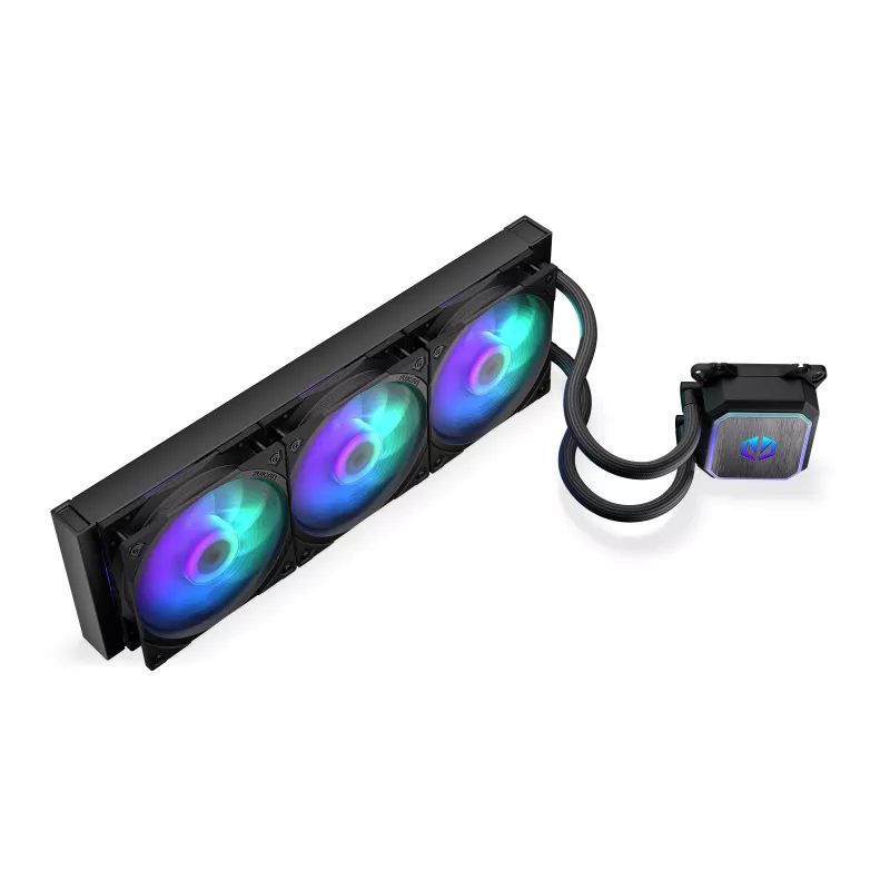 Endorfy Navis F360 ARGB EY3B006 refrigeración líquida AIO para CPU, radiador de 360 mm, 3 ventiladores de 120 mm, 250–1800 RPM, LGA 1700/AM5/AM4, negro