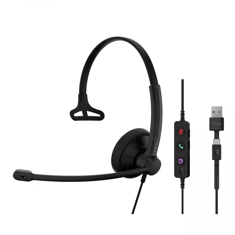 Auriculares EPOS IMPACT 100 MS Mono USB-C+A con cable Ligeros 51g