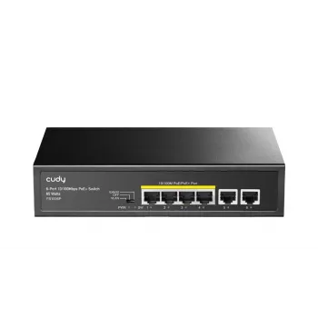 Switch de red Cudy FS1006P Fast Ethernet 6 puertos (4 PoE, 1 PoE+) 10/100 Mbit/s, 1,2 Gbit/s de ancho de banda, carcasa metálica, montaje en rack/pared