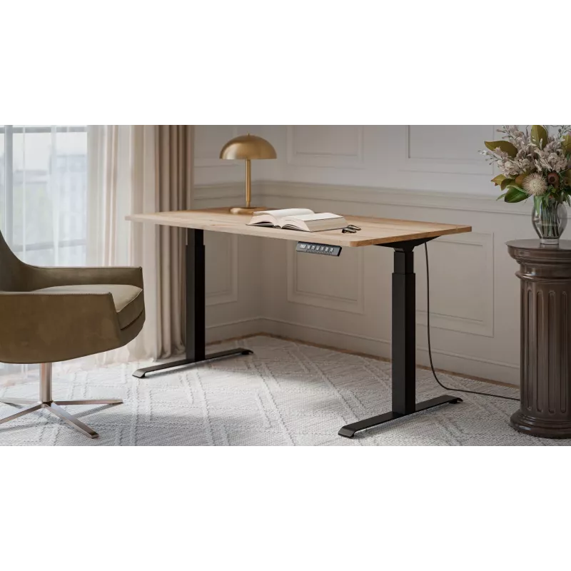 Escritorio con regulación eléctrica de altura MOON LONG 150x80x72-120 negro/roble Wotan