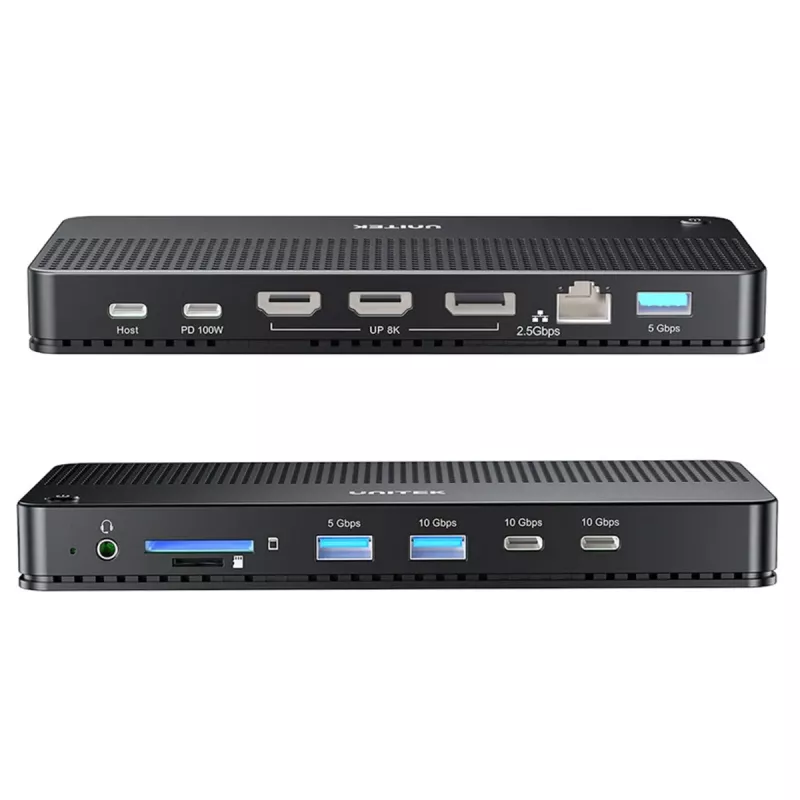 Estación de acoplamiento UNITEK D1104A01 USB4 con cable 100 W Power Delivery