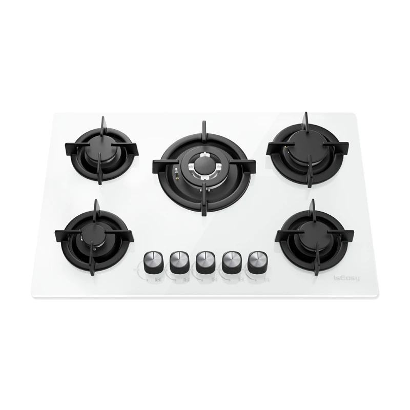 Placa de gas ISEASY MGBG-775 con 5 quemadores (blanca)