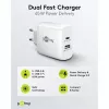 Cargador rápido dual USB-C, PD, GaN, 65 vatios (blanco, 1x USB-C, 1x USB-A, Power Delivery)