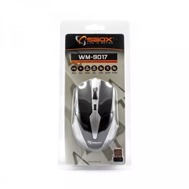Ratón SBOX WM-9017BS negro/plata USB