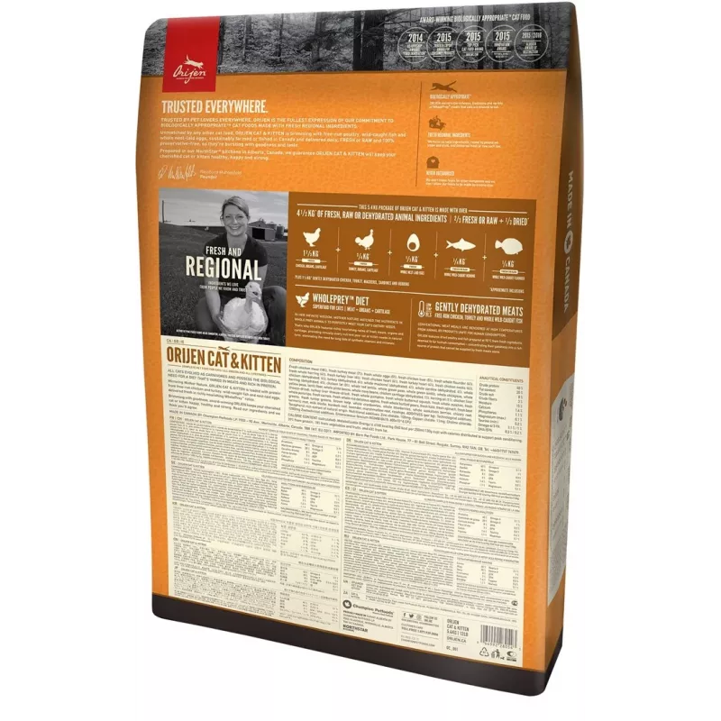 Orijen Cat & Kitten Comida seca para gatos Pollo, Pescado, Pavo 340 g