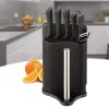 Set de bloque de cuchillos y cubiertos Maestro MR-1413 – negro, 8 piezas, hojas de acero inoxidable con soporte, portarrollos de papel