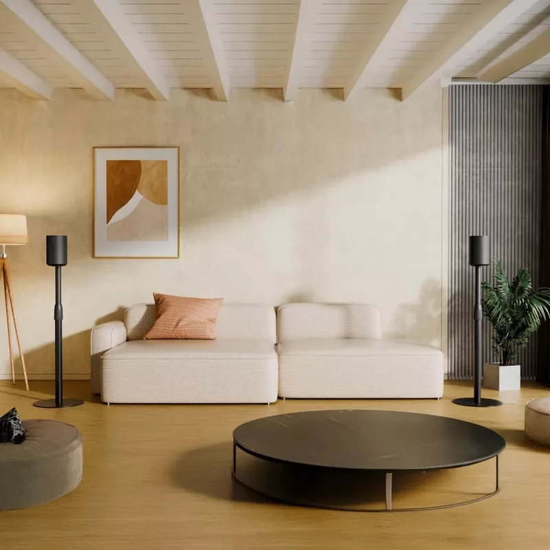 Soporte de suelo MACLEAN MC-496 para Sonos Era 100 y 300, ajustable en altura 682–1068 mm