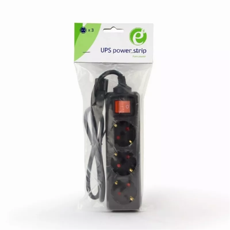 Alargador eléctrico Gembird EG-PSU3-01 0,6 m 3 salidas AC para interior negro