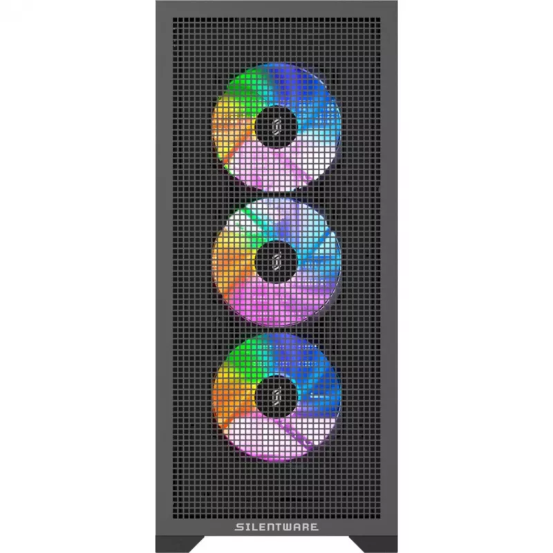 Caja de PC Silentware Core 100 A-RGB negra — modelo CORE100Schwarz, iluminación A-RGB, formato semitorre