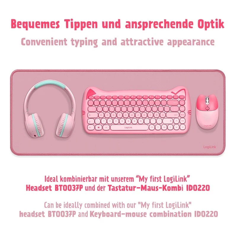 Alfombrilla XXL para ratón y teclado, rosa
