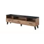Cama Meble LOTTA 180 cm mueble de TV, roble Wotan + negro mate