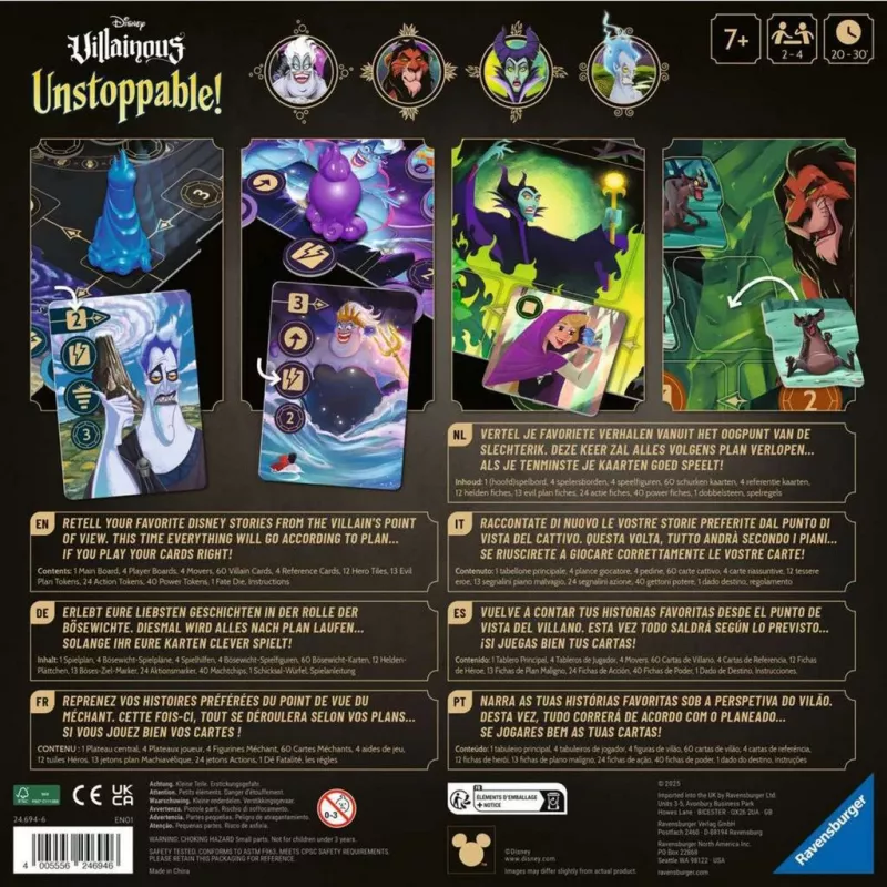 Juego de mesa Ravensburger Disney Villainous Unstoppable! estrategia para niños a partir de 7 años