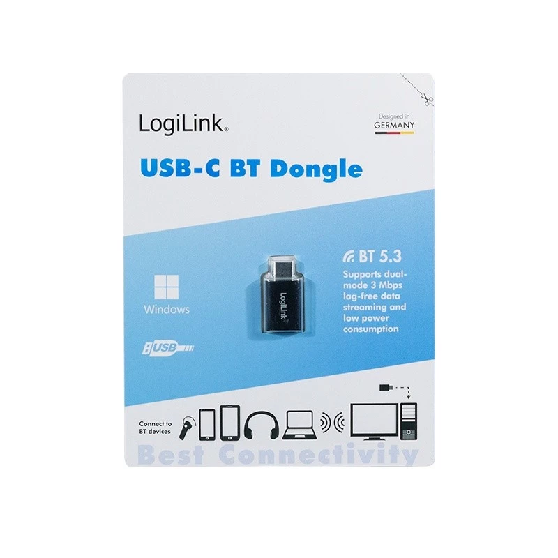 LogiLink BT0048A adaptador USB-C Bluetooth 5.3, alcance de 20 m, negro