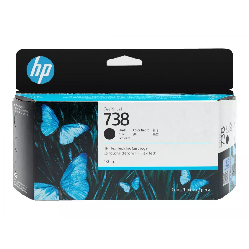Cartucho de tinta HP 498N4A 738 negro compatible con impresoras HP, tinta de repuesto negra