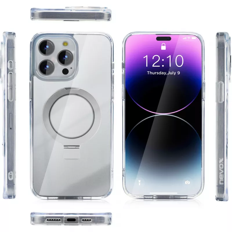 StyleShell SHOCKFlex con función de soporte, funda para móvil transparente, iPhone 16 Pro Max, compatible con MagSafe