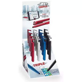 Lápiz táctil WEDO Touchpen Triple colores surtidos KS — lápiz stylus 3 en 1 para pantallas táctiles capacitivas