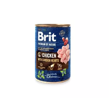 Comida húmeda para perros Brit Premium by Nature pollo y corazones, 400 g, sin cereales, para perros adultos