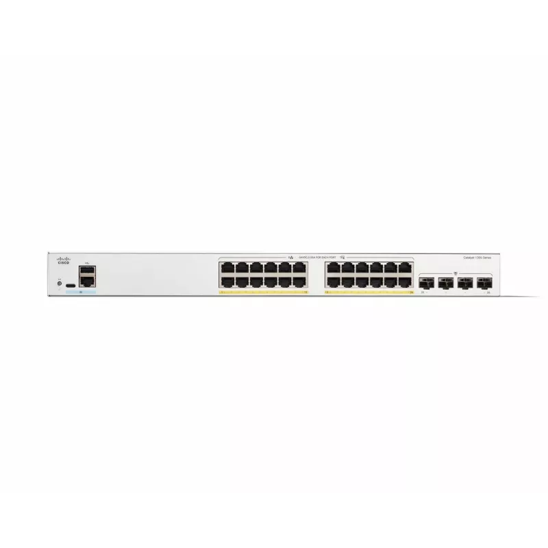 Cisco Catalyst 1300-24FP-4G Switch gestionado, 24 puertos GE, Full PoE, 4x1GE SFP, Limited Lifetime Protection (C1300-24FP-4G)