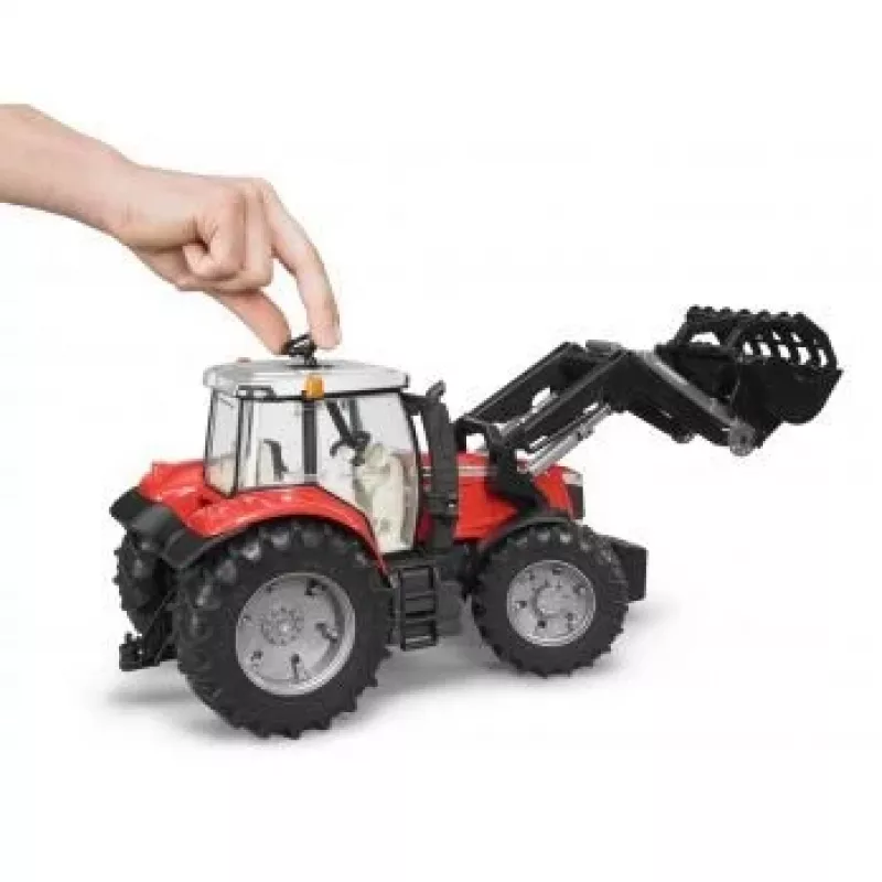 Tractor de juguete BRUDER Massey Ferguson 7624 con pala frontal, rojo, para niños a partir de 3 años