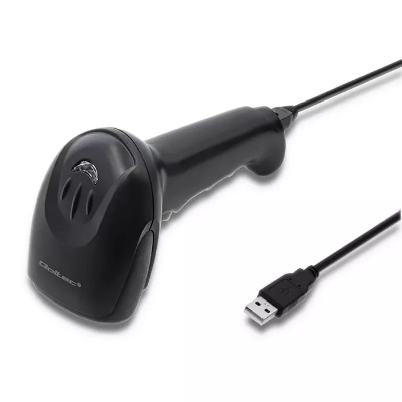 Lector láser de códigos de barras 1D CCD Qoltec 50866, USB, negro