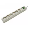 Regleta de enchufes Eco-Line 6 tomas (gris claro, 1,5 metros, protección contra sobretensiones 13.500A)