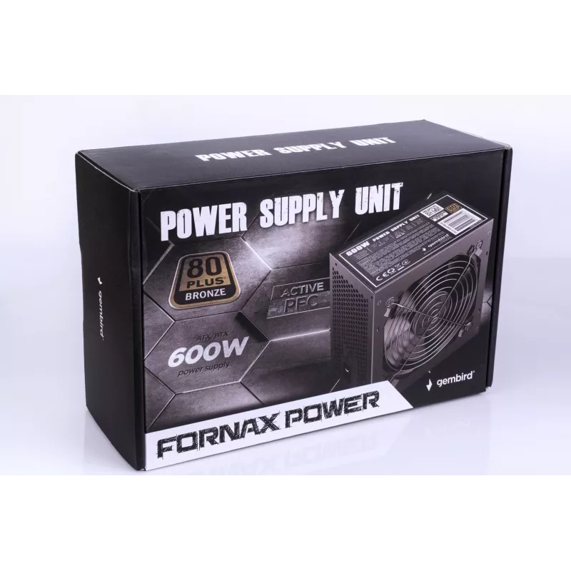 Fuente de alimentación ATX 80+Bronze 600W PFC activo, ventilador de 12 cm