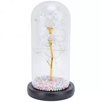 Rosa eterna en vaso Extralink Home, luz LED blanca
