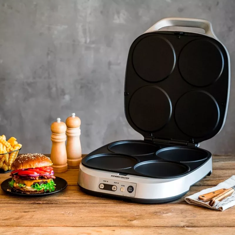 ROMMELSBACHER PC 1800, 4 crepes, plata, plástico, 13,5 cm, botones, 1800 W