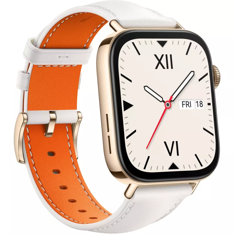 Watch Fit 3 (Solo-B19V), smartwatch oro/blanco, correa de piel en blanco
