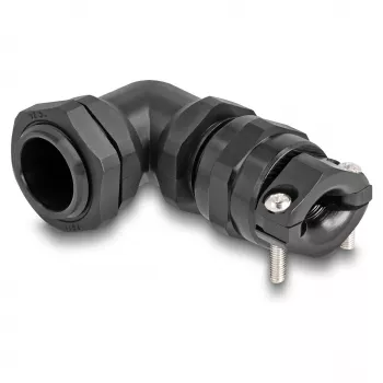 Prensaestopas DeLOCK 90° acodado PG11 negro alivio de tracción