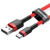 Cable USB 2.0 A a USB-C Baseus CATKLF-B09 1m QC3.0 trenzado de nailon rojo, carga rápida y sincronización de datos