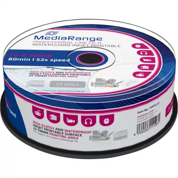 CD-R MediaRange MRPL512 700 MB 52x imprimible por inyección de tinta 25 uds. en torre
