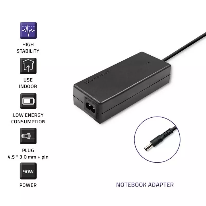 Fuente de alimentación Qoltec 51516.90W para Dell | 90W | 19,5V | 4,62A | 4,5*3,0+Pin | +cable de alimentación