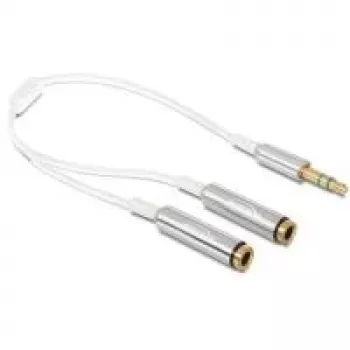 Cable de audio DeLOCK 65355 0,25 m 3,5 mm 2 x 3,5 mm plata blanco