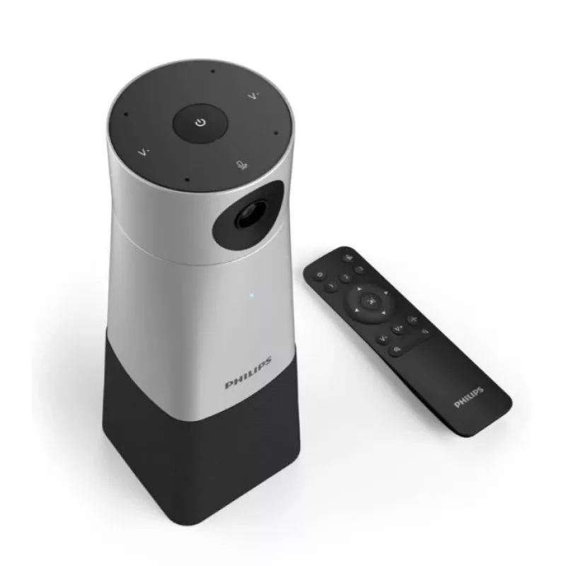 Philips PSE0550 SmartMeeting cámara portátil 4K para videoconferencias con micrófono integrado, 30 fps, USB, negro/plateado