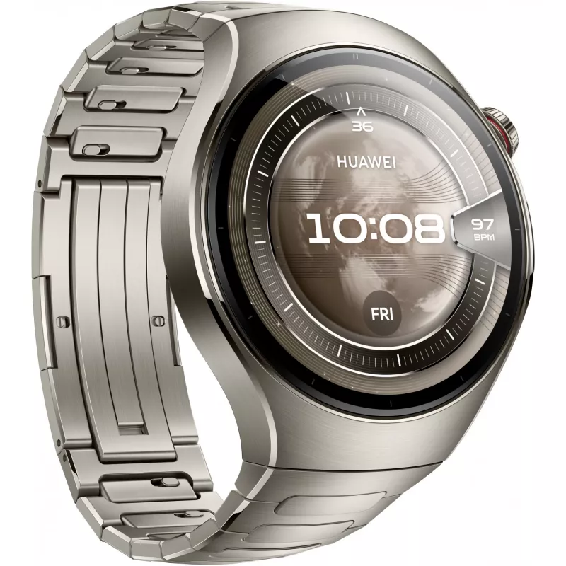 Smartwatch HUAWEI WATCH 5, 1,5 pulgadas AMOLED, 466×466, 46 mm carcasa de titanio, Wi‑Fi, GPS, plata