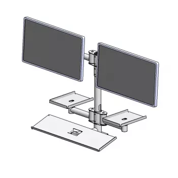 Barra de montaje en pared con dos brazos de montaje de soluciones ergonómicas, modelo EET063-02