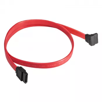 Akyga AK-CA-51 cable SATA III 6 Gb/s, recto a 90° acodado, 0,5 m, rojo