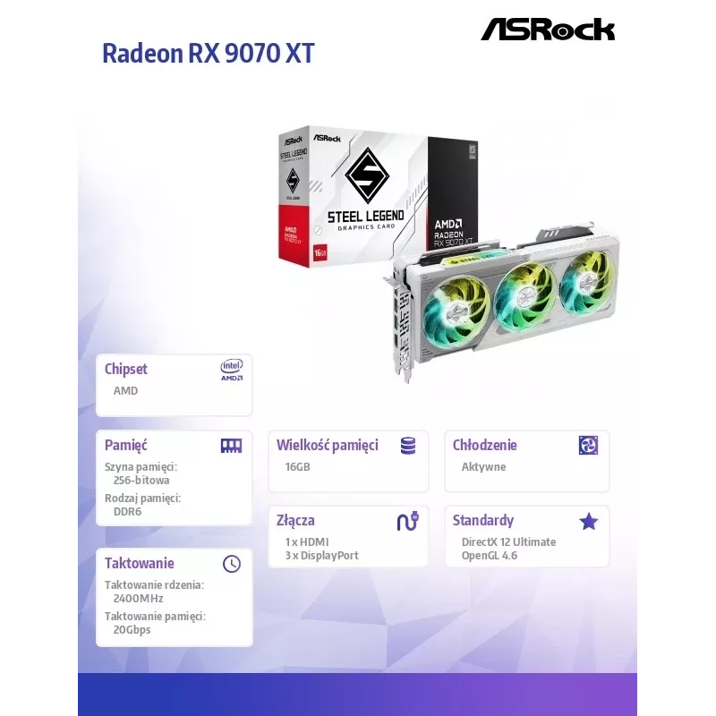 ASRock Radeon RX 9070 XT SL 16G 16GB GDDR6 PCIe 5.0 Tarjeta gráfica