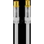 Goobay Cable de antena de TV (tipo 135 dB), 4 apantallado, 3 m, blanco - dorado, conector hembra coaxial > conector macho coaxial (70318)